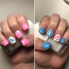 Baby gender nails Baby Gender Nails, Gender Reveal Nails Ideas Acrylic, Gender Nails, Nails Gender Reveal, Gender Reveal Nails Ideas, Reveal Nails, Tipped Nails