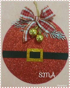 a christmas ornament with a santa hat on it