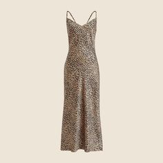 J.Crew: V-neck Maxi Slip Dress In Leopard Textured Satin For Women Chic Leopard Print Maxi Dress For Date Night, Chic Leopard Print Maxi Dress For Evening, Chic Leopard Print Evening Maxi Dress, Chic Leopard Print Midi Dress, Elegant Leopard Print Maxi Dress For Date Night, Chic Leopard Print Dresses With Spaghetti Straps, Elegant V-neck Leopard Print Midi Dress, Leopard Slip Dress, Fw 2024