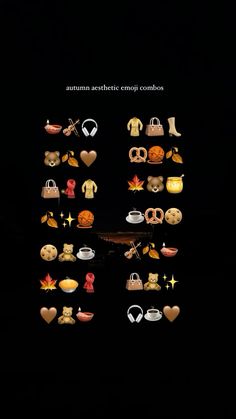 an image of many different icons on a black background