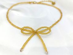 Necklace Seed Beads, Choker Handmade, Beads Choker, Necklace Cute, Bow Necklace, Miyuki Beads, Cute Bow, Bead Jewellery, Cute Bows