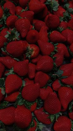 a pile of red strawberries sitting on top of each other