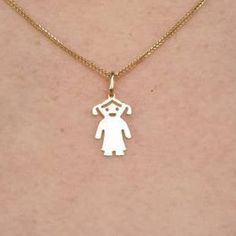 "► Lovely Girl Pendant. This beautiful girl pendant is the perfect gift for any newborn, new mother, or grandmother. Size of the pendant: Length - 0.59\" / 15 mm Width - 0.35\" / 8.9 mm Bail - 0.23\" / 5.9 mm Price is for one pendant (without gold chain). ► Ready to ship. ► Would you like to add a matching 14k gold chain to your pendant? Check our chains section: https://www.etsy.com/il-en/shop/NameItJewelry?section_id=30747225 ► For boy pendant: https://www.etsy.com/il-en/listing/771213234/ ✪ W Sterling Silver Charm Necklace For Keepsake, Sterling Silver Keepsake Charm Necklace, Cute Personalized Yellow Gold Jewelry, Personalized Cute Yellow Gold Jewelry, Birthday Pendant Charm Necklace, New Mothers, Gold Style, Gold Pendant, Gold Chain