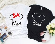 "Mom and Dad Shirt, Family Mouse Shirt, Family Gift Shirt, Family Shirt, Magical World, Adventure Shirt, Trend Shirt WELCOME! 🔸For any questions, please contact me directly. I would be happy to assist you. 🔸Weekends, holidays, and celebrations like Christmas or Mother's Day are not included in next-day shipping due to workload. 🔸Please be sure to check the size charts before placing your order. 🔸Our products are produced by processing high quality, durable, cotton-blend Bella-Canvas shirts. ORDER STEPS ✔ Please check and review all photos and information. ✔ Select your t-shirt size from the drop down menu. ✔ Select your t-shirt color from the drop down menu. ✔ Choose your quantity as much as you want. ✔ For the graphic Shirts you can state what color print you want on your shirt. Pleas White Printed Shirt For Mother's Day, White Printed Shirt As Gift, White Printed Shirt As A Gift, Disney Family Vacation Shirts, Matching Disney Shirts, Disney Trip Shirts, Disney Trip Planning, Disney Family Vacation, Mickey Mouse Shirts