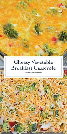 cheesy vegetable breakfast casserole with broccoli and cheese