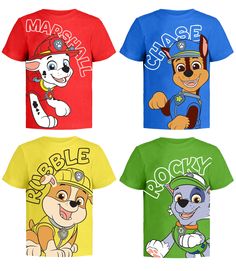 PRICES MAY VARY. Officially-Licensed Paw Patrol Shirts: Your Paw Patrol Short Sleeve T-Shirt 3 Pack features officially licensed prints of fan-favorite Paw Patrol Pups - and with these colorful, vibrant designs, your little one will feel like he's a part of the gang Quality Build For Ruff-Ruff Rescues: You can feel confident knowing that no matter how ‘ruff’ their kids playtime gets, these Paw Patrol T-Shirts are up for the challenge; featuring heavy duty sewing, reinforced tape-necks, and soft Paw Patrol Shirt, Paw Patrol Rocky, Paw Patrol Chase, Paw Patrol Characters, Marshall Paw Patrol, Chase Paw Patrol, Paw Patrol Nickelodeon, Boys Fleece, Soft Clothes