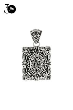 Artisan Collection of Bali��� Sterling Silver Filigree Rectangular Pendant. Measures Approximately 1.47"L x 0.83"W. Oxidized. Ornate Rectangular Engraved Jewelry, Artisan Jewelry With Large Rectangular Pendant, Rectangular Engraved Antique Silver Jewelry, Ornate Handmade Rectangular Jewelry, Handmade Ornate Rectangular Jewelry, Elegant Antique Silver Rectangular Jewelry, Sterling Silver Filigree, Silver Filigree, Bali