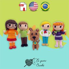 the crochet pattern for children's dolls is shown