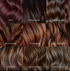 Different Shades Of Brunette, Types Of Brunette Hair Color, Copper Brown Hair Formula, Chocolate Brown Hair With Red Tint, Shades Of Brunette Hair, Highlight Brown Hair, Coffee Highlights, Shades Of Brunette, Natural Hair Colors