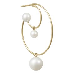 Sophie Bille Brahe earring Polished 14-karat yellow gold Naturally white freshwater cultured pearls Butterfly back For pierced ears Sold individually Imported Double Hoop Earring, Sophie Bille Brahe, Double Hoop Earrings, Freshwater Cultured Pearls, Pierced Ears, Cultured Pearls, Ear Piercings, Fresh Water, Freshwater Pearls