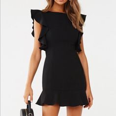 Ruffle Black Mini Dress. Brand New. W/Tags Black Mini Dress, Black Mini, Forever 21 Dresses, 21 Dresses, Mini Black Dress, Black Color, Forever 21, Mini Dress, Womens Dresses