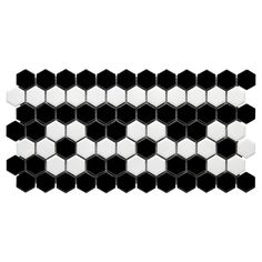 black and white hexagonal tiles on a white background