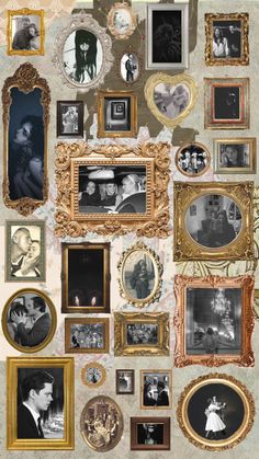 an assortment of old fashioned frames and pictures