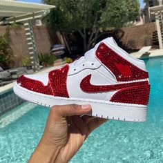 Custom Bling Air Force 1 J1s ANY COLOR - Etsy Bling Air Force 1, Nike Shoe Laces, Red Tennis Shoes, Custom Jordan 1, Custom Jordan, Casual Shoes Women Sneakers, Bedazzled Shoes, Custom Jordans, Pretty Sneakers