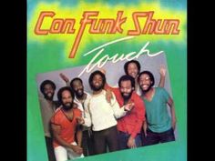 an album cover with the words confunk shun and four men in red shirts