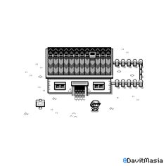 an old - school pixel art drawing of a building