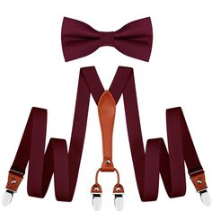 PRICES MAY VARY. The set includes 1* Pre-tied Bow tie and 1*Y Shape Suspenders. Suspender size: suspender width is 1", length adjustable and total length Up to 45". Bow Tie size:2.4 inches (6cm) wide and 4.72 inches(12cm)long Suspender with STRONG CLIPS - Our suspenders' clips made of high quality strong metal, not easy to rust, not easy to fall off and not easy deformation. Bow tie easy to wear due to it is already pre-tied, 4 clips suspender great for trousers, Jeans, suit, shorts. Your trust Bow Tie And Suspenders Wedding Black, Bow Toe And Suspenders Wedding, Burgundy Ring Bearer Suit, Terracotta Suspenders, Red Bow Tie And Suspenders, Navy Groomsmen, Mens Suspenders, Jeans Suit, Groomsmen Suspenders