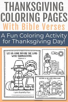 thanksgiving coloring pages with bible verses for kids to color and print on the page