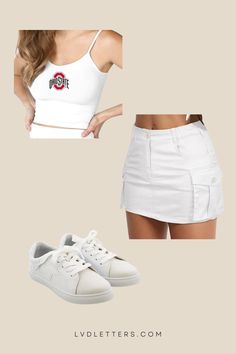 These are the BEST outfits for game day!!! College Tailgate Outfit, College Tailgating, White Cowgirl Boots, White Overalls, Tailgate Outfit, Buy Skirts, Football Game Outfit, Miniskirt Outfits, College Fun