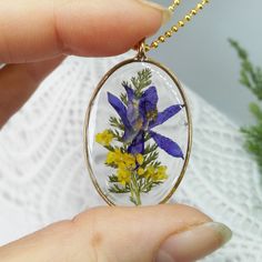 Flower preservation necklace Pressed flower necklace purple Dried flower pendant Lavender Flower-shaped Jewelry With Birth Flower, Lavender Flower Jewelry With Birth Flower Detail, Nature-inspired Purple Flower Jewelry, Purple Flower Nature-inspired Jewelry, Purple Nature-inspired Flower Jewelry, Lavender Flower Jewelry With Pressed Flowers, Pressed Flowers Pendant Necklace For Mom, Flower Pendant Necklace With Pressed Flowers, Silver Pressed Flower Pendant Necklace