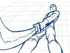 a drawing of a man holding onto a rope