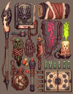 an image of various items that are being used in video game design and animation art