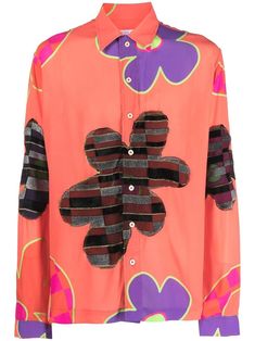 ERL graphic-print long-sleeve shirt - Orange