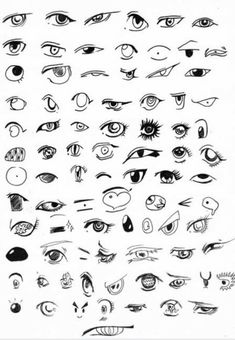 an image of various eyes drawn in black and white