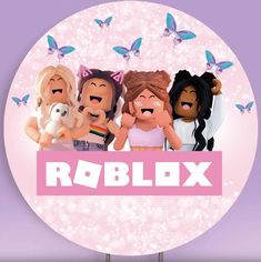 a group of people standing next to each other with the word roblox in front of them