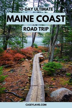 the maine coast road trip with text overlay that reads 10 - day ultimate maine coast road