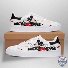 Funny Mickey Disney Movies Low Top Shoes Cool Low Top Shoes Low-top shoes are the epitome of versatile footwear. Crafted with comfort and style in mind, these shoes offer a sleek, minimalistic design. With a lower cut around the ankle, they allow for unrestricted movement, making them ideal for various activities. The lightweight build, often in canvas or leather, ensures breathability and flexibility for all-day wear. Their understated yet chic appearance effortlessly complements a wide array o Mickey Mouse Shoes, Painting Shoes, Mouse Pictures, Shoes Design, Liner Socks, Custom Painted, Painted Shoes, Custom Sneakers, Vinyl Projects