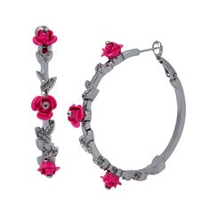 Betsey's 80th Birthday Rose Hoop Earrings Round Handbag, Birthday Roses, Stone Rose, Halloween 2022, Betsey Johnson Jewelry, Betsy Johnson, Faux Stone, 80th Birthday, Online Earrings