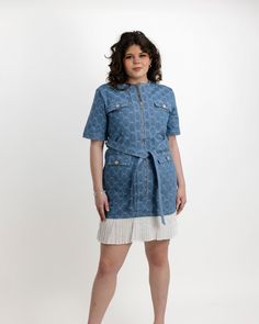 This classic denim dress is the perfect choice for every occasion! Wear it with statement jewelry and strappy heels for a chic weekend look, or layer up with a jacket and biker boots for cooler seasons. For an office-appropriate style, add some ankle boots - no matter what your personal style is, this denim dress has got you covered! Swap out your accessories and take this plus size dress from workwear to date night in a snap BeReal Classic Denim Dress | Blue | Dresses | Materials & Care Instruc Chic Denim Dress For Work, Chic Medium Wash Denim Dress For Workwear, Chic Medium Wash Denim Dress For Work, Trendy Denim Dress For Workwear, Trendy Denim Dress For Work, Trendy Knee-length Denim Dress For Work, Dresses Materials, Skirt Belt, Biker Boots