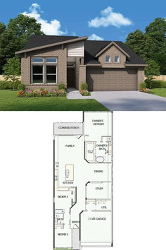 3-Bedroom Single Family Home with Covered Porch and Double Garage (2,037 Sq. Ft. Floor Plan) Covered Porch