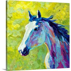 a painting of a horse on a green background