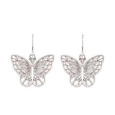 Free Shipping on these beautiful sterling Silver Butterfly Earrings designed with a filigree semi open butterfly wing pattern by G. Deloro. Made in the U.S.A.