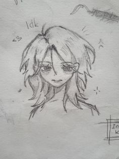 a drawing of a girl with long hair and glasses on her head, looking to the side