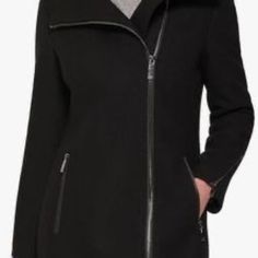 Calvin Klein Women’s Jacket, Brand New With Tags Modern Black Outerwear With Zipper Closure, Elegant Black Outerwear With Zipper Closure, Black Winter Commuting Outerwear, Casual Black Outerwear For Commuting, Black Outerwear With Zipper Closure For Work, Black Outerwear With Asymmetrical Zip For Spring, Black Zipper Closure Outerwear For Work, Calvin Klein Outerwear For Fall Cold Weather, Calvin Klein Outerwear For Cold Weather In Fall