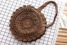 WickedAF Dark brown Virgo Shoulder Bag (3 Colors) Bohemian Brown Crochet Bag For Travel, Bohemian Brown Crochet Bag With Adjustable Strap, Bohemian Brown Crochet Bag For Daily Use, Brown Crochet Bag For Summer, Brown Crochet Shoulder Bag For Beach Season, Bag Types, Crochet Circle, Rattan Handbags, Crochet Phone Cases