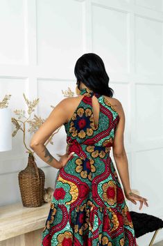 babydoll dresses. African dresses. Halter neck dresses. Wedding guests dress. Cocktail dresses. Midi African Dress, Chitenge Dresses, Dresses African Print, Dress Wardrobe, Hawaiian Outfits, Aloha Dress, Ankara Long Gown Styles, Dashiki Dress, Dresses African