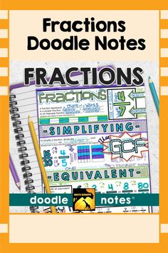 fractions doodle notes with the words fractions written on it