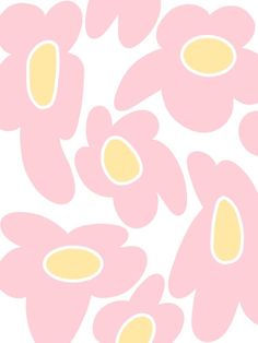 pink flowers with yellow centers on a white background