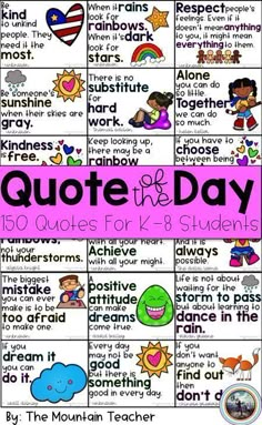 a poster with the words, quotes and pictures for students to use in their classroom