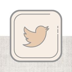 a white square with a brown bird on it's side and the word twitter below