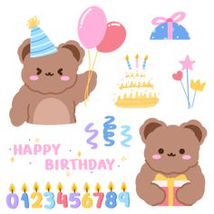 a birthday card with two teddy bears and balloons