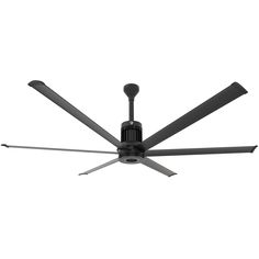 a black ceiling fan with three blades