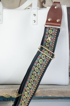 "Interchangeable straps for use with any type of bag. The idea of creation come from guitar straps. Mark a different style and create an original complement to your wardrobe. Our straps are the perfect complement to your favorite bag! Just click on one to add a vintage or Boho touch to any handbags! The adjustable length allows you to carry your bag casually on your shoulder or through your body. This handmade vintage handbag strap is incredibly comfortable and durable. Customize your handbag st Detachable Crossbody Bag Strap For Everyday Use, Adjustable Strap Shoulder Bag As Fashion Accessory, Adjustable Leather Bag Strap For Daily Use, Everyday Adjustable Crossbody Bag Strap, Adjustable Detachable Shoulder Strap Fashion Accessory, Rectangular Adjustable Bag Strap For Daily Use, Adjustable Leather Strap Shoulder Bag, Adjustable Leather Crossbody Strap, Adjustable Long Strap For Everyday Bag Use