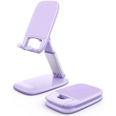 a purple cell phone holder and stand on a white background