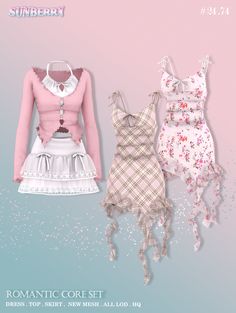 [SUNBERRY]Romantic Core SET 👚🩳👗24.74(Early access) | Patreon Sims 4 Sonic The Hedgehog Cc, The Sims 4 Group Poses, Sims 4 Hobbies, Sims 4 Juicy Couture Cc, Sims 4 Nails Cc Maxis Match, Sims 4 Ballerina, Family Poses Sims 4, Sunberry Sims 4 Cc, Sims 4 Kids Cc