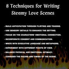 the cover of 8 techniques for writing steamy love scenes